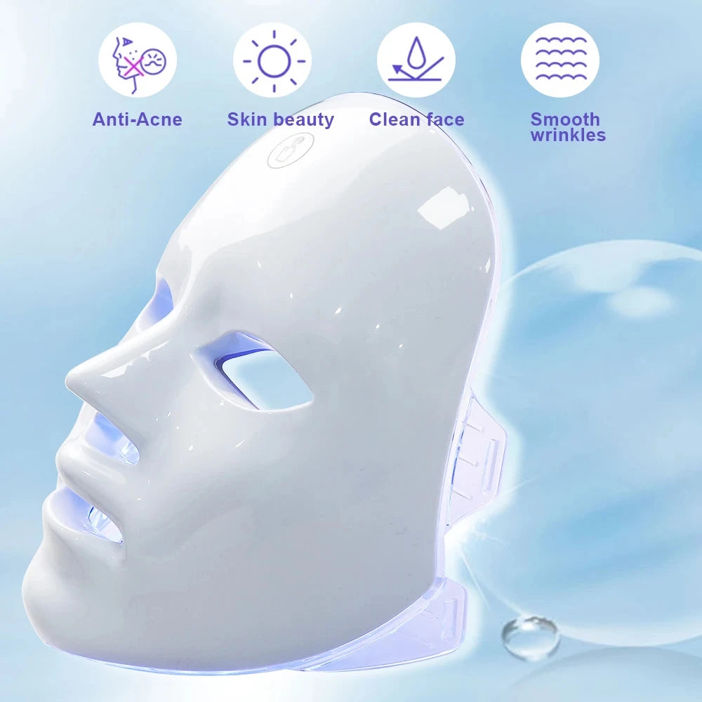 Rechargeable Facial LED Mask 7 Colors LED Photon Beauty Mask Skin Rejuvenation Home Face Lifting Whitening Skin Care Beauty Mask