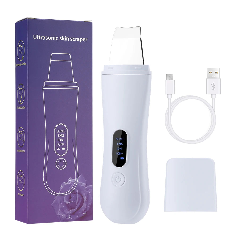 Ultrasonic Skin Scrubber Skin Spatula Ion Deep Face Cleaning 4 Modes Facial Lifting Ultrasonic Cleaner Peeling Skin Care Device
